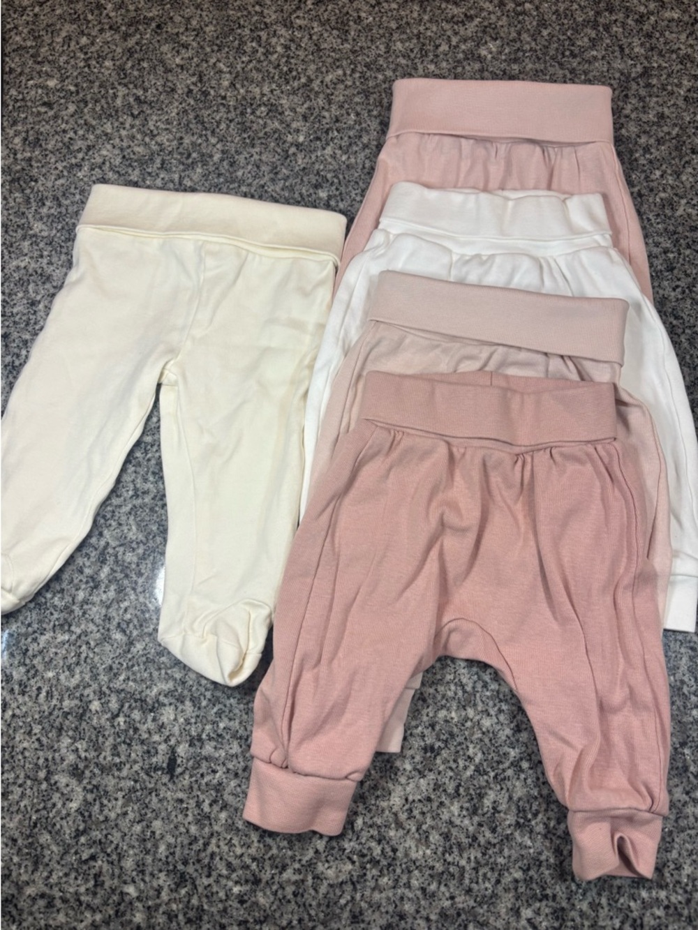 H&M Organic Cotton Baby Ribbed Set - Dusty Pink & Cream